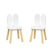 3-Piece Kids Wooden Table and Chair Set, Rabbit Ear Themed Toddler Activity Play Table with 2 Chairs, Solid Wood & MDF C