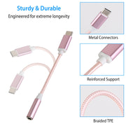 USB-C Type C Adapter Port to 3.5mm Aux Audio Jack Earphone Headphone Cable Cord