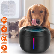 2.5L 84.54OZ Pet Water Fountain Smart Pet Drinking Fountain with LED Light 7 Pack Replaceable Filters Water Level Quiet Pump Dry-Run Protection Cat Do