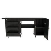 57.5" Foldable Sewing Machine Table with Storage & Casters