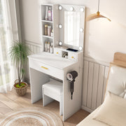 Vanity Desk Set with LED Lighted Mirror & Padded Stool