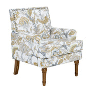 Floral Upholstered Accent Chair with Nailhead Trim