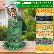 Wild Bird Feeder Squirrel-Proof Chew-Proof Metal Bird Seed Feeder Outdoor Hanging Bird Feeder With 360¡ Circular Perches Water Cups For Yard Garden Pa