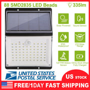 Solar Lights 88 LEDs Wall Lamps Outdoor 120¡ Motion Sensor Sound Control Lightings 270¡Illumination IP65 Waterproof w/ 2.5m Extend Wire for Garage Gar