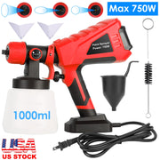 750W Electric Paint Sprayer Handheld HVLP Spray Painter Painting Spray Gun For Fences Brick Walls with  3 Spray Patterns 1000ML Detachable Cup