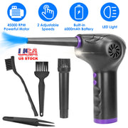Electric Cordless Air Duster Blower Compressed Air Duster for Computer Keyboard PC Portable Rechargeable Air Blower with Built-in LED Light