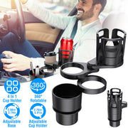 4 In 1 Car Cup Holder Expander Adapter Multifunctional Water Cup Mount Stand 360¡ Rotating Drink Bottle Organizer with Adjustable Base