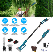 Pole Mini Hedge Trimmer & Grass Shear Electric Cordless Handheld Hedge Trimmer with 90¡ Rotatable Head Telescopic Extension Pole Gloves Goggles 2Pcs 2