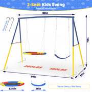Outdoor Swing Set with Saucer & Belt Swings - 330lbs Capacity