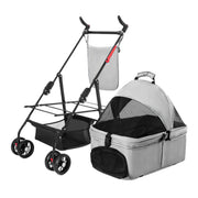Foldable Pet Stroller with Removable Carrier for Dogs & Cats
