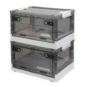 2 Packs Foldable Storage Bins Collapsible Storage Box Organizer Stackable Toy Container with Double Doors Top Lid Rolling Wheels for Clothes Toys Book