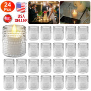 Clear Glass Votive Candle Holders Set of 24 with Embossed Design