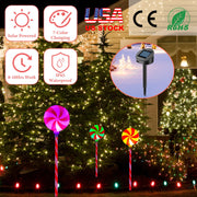 Solar Christmas Candy Light Set of 3 IP65 Waterproof Solar Lollipops Stake Lamp for Patio Yard Garden Pathway Outdoor Christmas Decorative Light