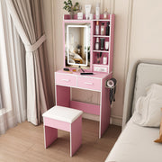 Vanity Desk Set with LED Lighted Mirror & Padded Stool