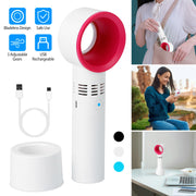 Portable Handheld Bladeless Fan Rechargeable Cooling USB Fan Desktop Use Fan w/ 3 Gears LED Indicator Cooling Fan