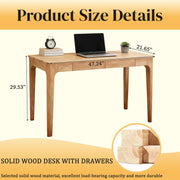 Solid Wood Desk with Drawers for Home Office