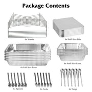 42Pcs Disposable Chafing Dish Buffet Set Chafing Servers with Covers Spoons Forks Tongs Full-Size Pans Food Warmers for Parties Events Catering Suppli