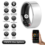 Smart Ring Health Tracker Fitness/Sleep/Stress/HRV Tracker with Charging Case Magnetic Charging Cable for Women's & Men Compatible with iOS & Android 7-