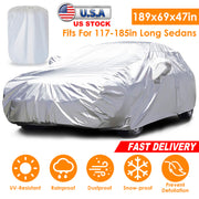 189x69x47in Full Car Cover All Weather UV Protection Automotive Cover 170T Outdoor Universal Full Cover For Sedans Up To 185in