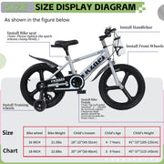 18 Inch Kids Bike with Training Wheels, Children\'s Bicycle with Magnesium Alloy Wheels, Dual U-Brakes, Adjustable Quick