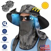 Solar Fan Hat with UPF50+ Sun Protection and Neck Flap