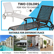 Aluminum Lounge Chair with Wheels & 3-Position Reclining Backrest