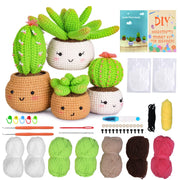 Succulents Crochet Kit Crochet Kit For Beginners DIY Knitting Supplies for Kids Adults 4 Patterns