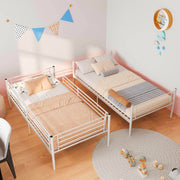 Twin Over Twin Metal Bunk Bed with Ladder and Guardrails