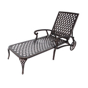 Aluminum Lounge Chair with Wheels & 3-Position Reclining Backrest