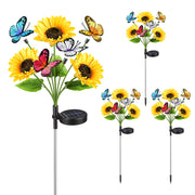 Solar Sunflower Lights with Butterfly Accents - 4 Pack