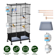 46-Inch Bird Cage with Wooden Perches and Lockable Wheels