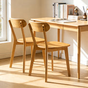 Solid Wood Dining Chair with Curved Backrest