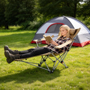 Reclining Camping Chair with Footrest – 4-Position Adjustable