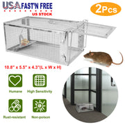 2 Pack Rat Trap Cage Humane Live Rodent Trap Cage Galvanized Iron Mice Mouse Control Bait Catch with Detachable U Shaped Rod