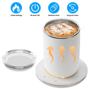 Auto Stirring Coffee Mug with Lid Temperature Control Self-Heating Automatic Magnetic Mixing Mug with 3 Heat Settings Auto-Off Function For Coffee Tea