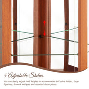 5-Tier Lighted Corner Curio Cabinet with Adjustable Glass Shelves