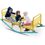 3-Seat Rocking Seesaw for Kids with Safety Handles & Backrests