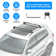 Roof Rack Cross Bars Fit for Volkswagen Tiguan 2018-2026 & Taos 2022-2026 with Factory Raised Side Rails Lockable Alumin