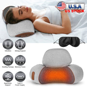 3 In 1 Neck Massager Pillow With Vibration Heating Therapy Airbag Stretching Memory Foam Fillings Ergonomic Cervical Massager With Portable Storage Ba