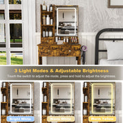 Vanity Desk with Lighted Mirror, Stool & Power Station