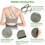 3Packs Women Cross Back Sport Bras Padded StrappyÊMedium Support Bras SexyÊFitnessÊTank Tops with Removable Pads for Gym Yoga Workout Running