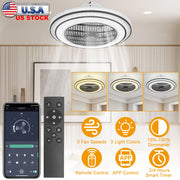 20.5in Ceiling Fan with Light RoundÊPendant Fan Lamp 30W LED Ceiling Fan with 3-Fan Speed Remote Control Timer APP Control
