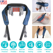 Electric Neck Shoulder Massager with Infrared Light Heating 3 Massage Modes Speeds Kneading Grasping Shiatsu Massage Pillow For Back Arms Thighs Relea