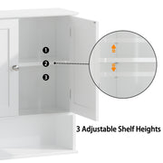 Wall Mounted Bathroom Cabinet with Adjustable Shelf & Doors