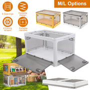 70QT/66L Foldable Storage Bins with Lid 4 Doors Collapsible Stackable Closet Organizer Containers with Lock 4Pcs Wheels