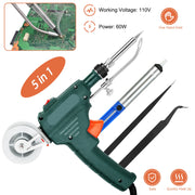 Soldering Iron Gun Kit 5 in 1 Automatic Hand-held 60W Soldering Feed Welding Tool w/ Bracket Desoldering Pump for Circuit-Board Welding Repair DIY