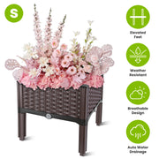 Outdoor Raised Garden Bed with Legs Elevated Planter Box with Self-watering System for Garden Patio Balcony Vegetables Flowers Herbs PP Plastic Box Ea