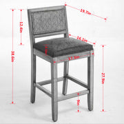 Solid Rubberwood Rattan Back Counter Stools Set of 2