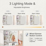Vanity Desk Set with LED Lighted Mirror & Padded Stool