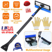 Extendable Ice Scraper with Snow Brush and Foam Grip